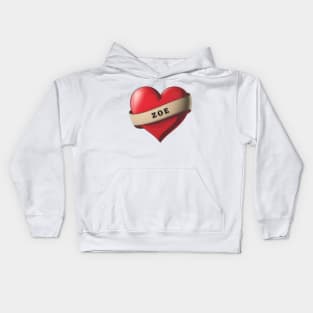 Zoe - Lovely Red Heart With a Ribbon Kids Hoodie